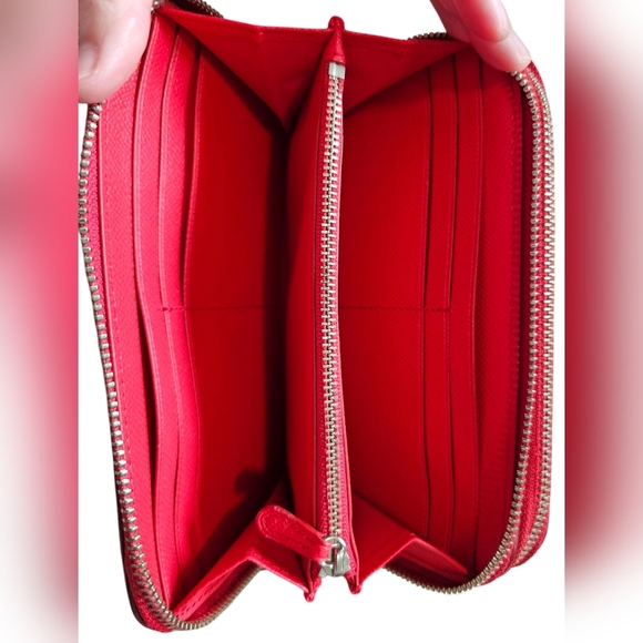Coach Red Leather Wallet/Wristlet Dual Zipper With Coin Slot, Awesome Condition! - Picture 8 of 12